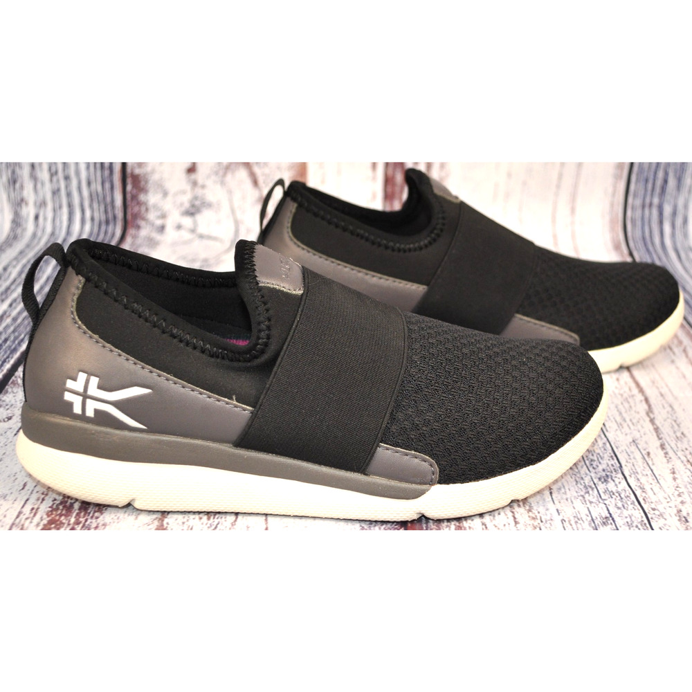 Kuru Ellie Slip On Comfort Walking Shoes Black Gray Women's Size 7.5